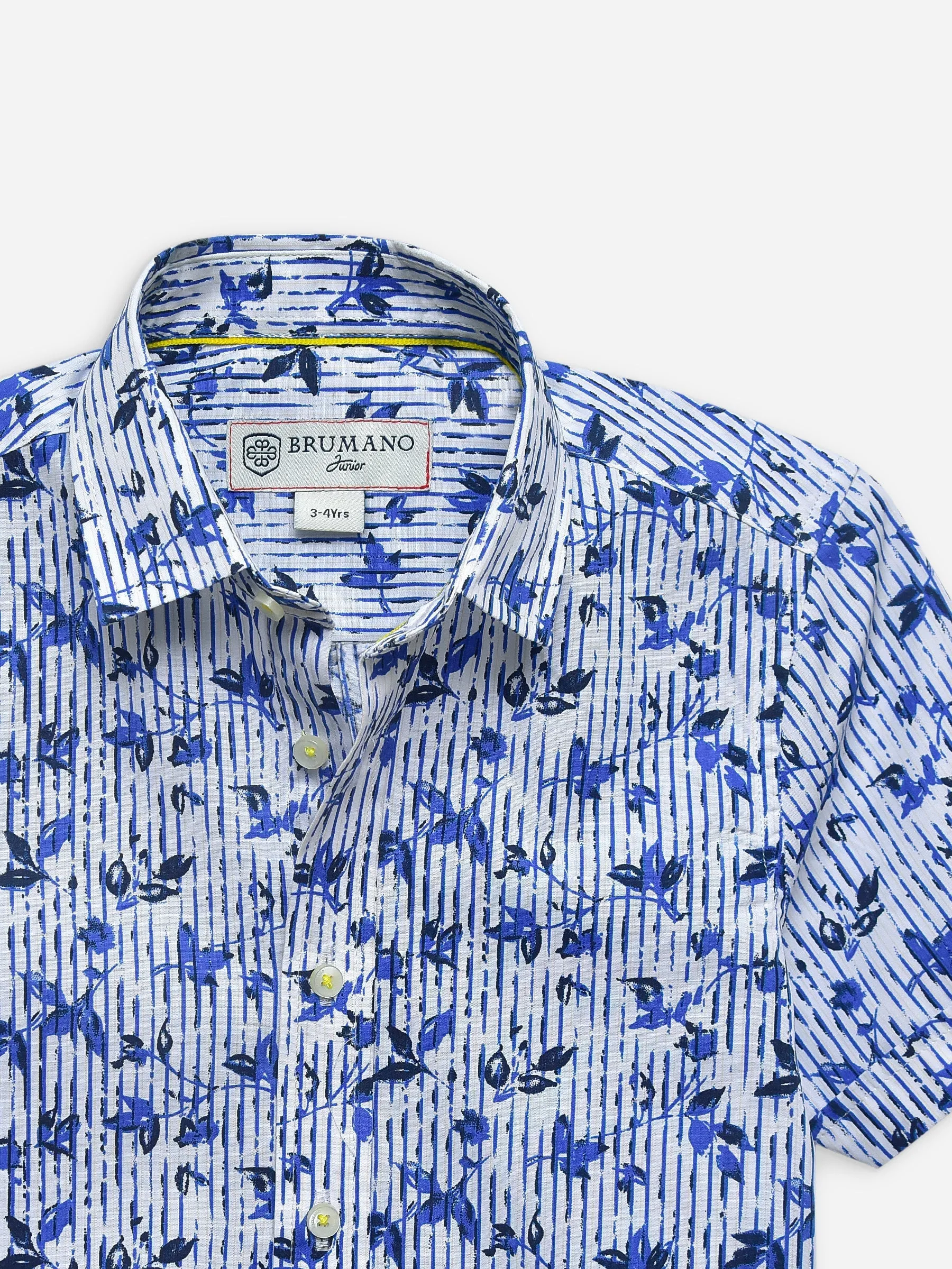 Blue & White Printed Half Sleeve Casual Shirt